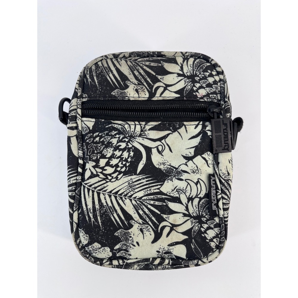 Fydelity Tropical Pineapple Print Small Crossbody Bag Pouch Black White No Strap